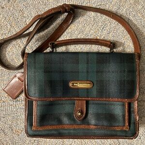 Vintage Polo Ralph Lauren Green Navy Plaid Tartan Crossbody Bag